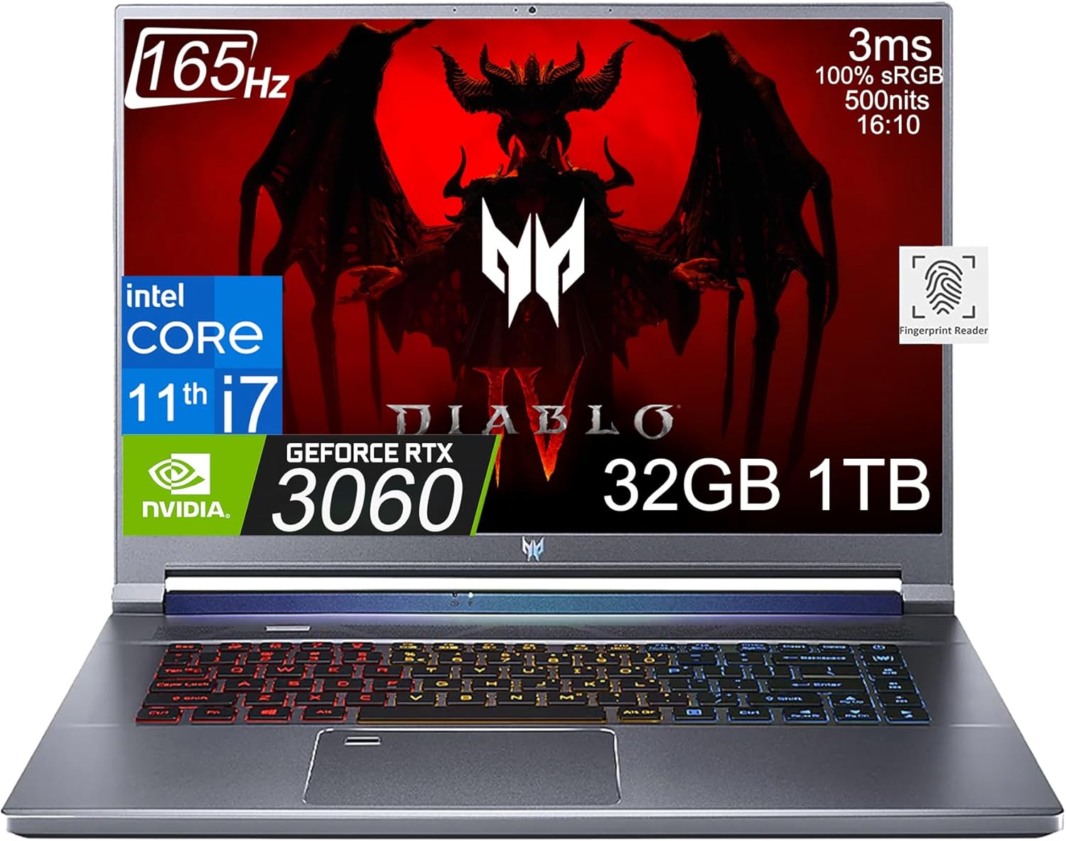  "High-performance laptop with customizable RGB keyboard for gaming and productivity."